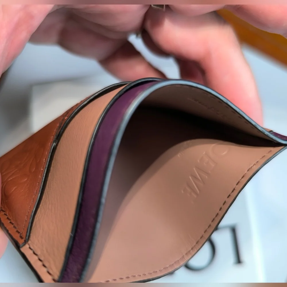 LOEWE Multicolor Purple Tan Pink Leather Cardholder
